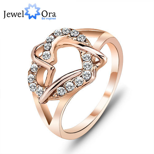 Italina Ring Party Gift For Girl Fashion Rings Rose Yellow Gold Plated Lady Heart Love Ring