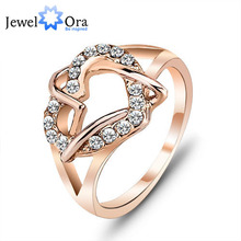 JewelOra Wholesale fashion women rings fashion jewelry Exquisite “Love” Rose Yellow Gold Plated Lady Ring #RI100841