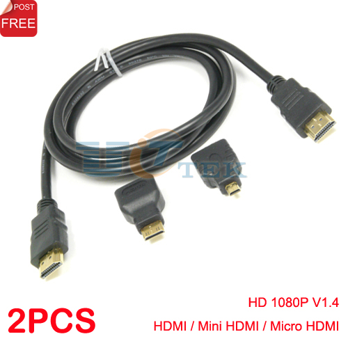 Купить 2шт полный hd 3 в 1 hdmi к hdmi мини hdmi micro hdmi кабель ...