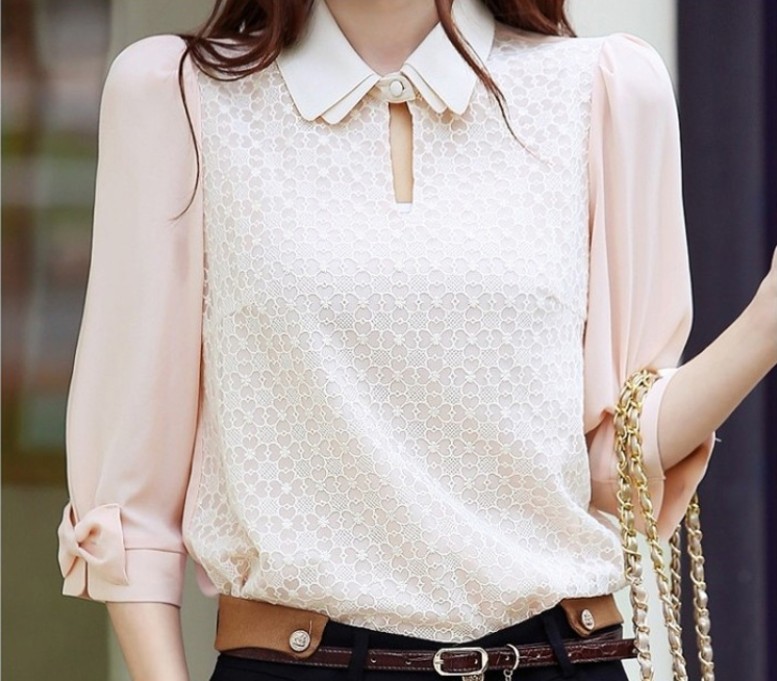 Free-shipping-Cute-Long-sleeve-Pink-Lace