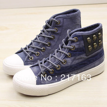 Free Shipping Huanqiu Global fashion rivet skull Women high top canvas shoes lacing shoes fashion colorant