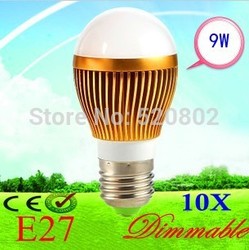 10x Free Shipping! LED AC85-265V 9W E27 E14 B22 GU10 High power Ball steep light LED Light Bulbs Lamp Lighting tube.(China (Mainland))