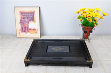 43cm*28cm*5.5cm Chinese solid wooden tea tray with medal corner edges, 2014 exquisite household tea board