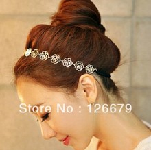 Free shipping Min Mixed order $15 Vintage Golden Rose Flower Floral Hairband Headband, festival/boho/wedding(HLHC610-2)