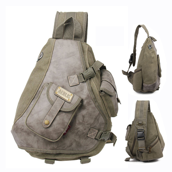 ... canvas and leather men sling bag backpack Cool mens bags Free shipping