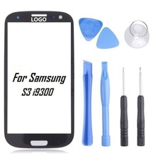 Black Front Glass Lens Front Screen For Samsung Galaxy S3 i9300 Lcd Screen with LOGO for Samsung + Tools Replacement NP01433