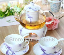 New style flower tea set in stylish design glass and ceramic teaset suitable for your noble