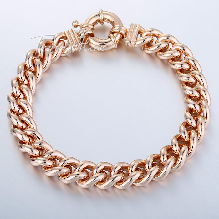 10MM CURB CUBAN BRACELET Personalized Mens Boys Bracelet 18K Rose Gold Filled Bracelet Chain Bulk Sale