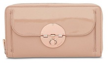 FREESHIPPING CLASSIC MIMCO ROSE GOLD turn lock travel wallet black genuine patent leather womens travel wallet
