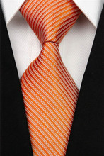 CON07 Man s White Black Orange Blue Red Green Brown Men Stripe Silk Polyester Tie Causual