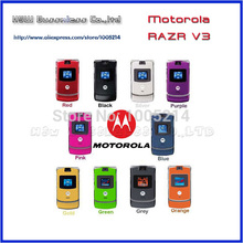 SG Post Free shipping Cheapest Unlocked quad band Razr V3 mobile phone with russia keyboard