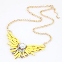 Fashion Necklaces Pendants Imitated Gemstone Jewelry Angle Wing Crystal Gold Chain Choker Collier Femme for Women