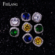 FEILANG 4 Colors Options Fashion Jewelry Round AAA Swiss Cubic Zirconia Diamond Stud Earring For Women