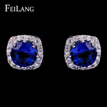 FEILANG 4 Colors Options Fashion Jewelry Round AAA Swiss Cubic Zirconia Diamond Stud Earring For Women