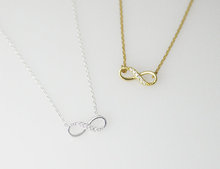 1pcs 2015 Fashion Jewelry Silver Plated Bridesmaid Gift Tiny Crystal Infinity Love Necklace for Women