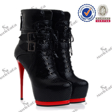 Fashion Design Women Sexy Red Bottom High Heel Boots Genuine leather 13 cm lether ankle boots for sale