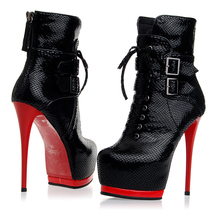 Winter latset design genuine leather shoes fashion style sexy black women boots high heel 13cm height
