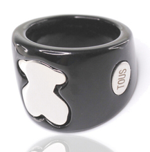 2014 Spain trend cartoon cute ring black pink white blue acrylic jewelry ring titanium steel elements