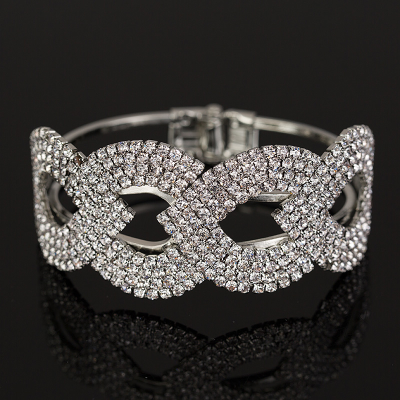 sterling-Silver-bracelets-Shiny-full-Rhinestone-Austria-crystal-chunky ...