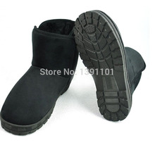 Suede Men Snow Boots Inside With Fur Men Ankle Winter Boots Heels Platform Outdoor Winter Shoes
