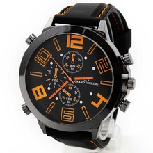 New 2014  Men Sports Watches 6colors for outdoors watches Top quality leather strap  men quartz watches  men casual watches