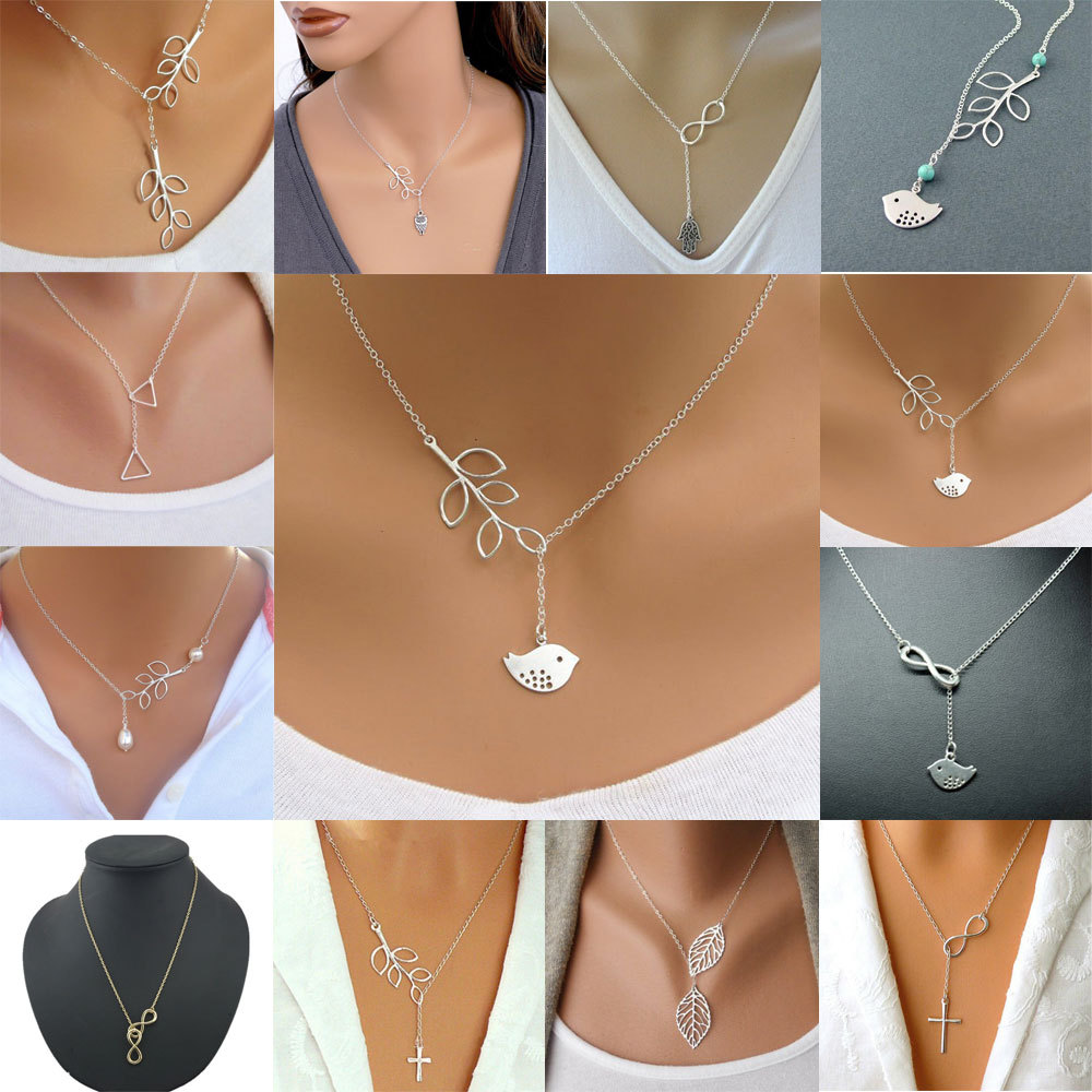 Statement Necklaces Pearl Bird Triangle Jewelry For Women Colar Fashion Clavicular Cross Chain Silver Plated Necklaces