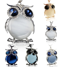 2015 New High Quality Fashion Crystal Necklaces Cute Rhinestone Gem CZ Diamond Owl Long Necklaces&Pendants Sweater Chain A178