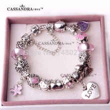 European pop Bracelets Crystal Glass Beads Bracelet Fits Pandora Style Cuff Bracelets Jewelry fashion Beads for women