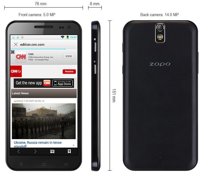 ZOPO ZP998 MTK6592 Octa Core CellPhone 2G 16G 1 7GHz 14mp 5 5 gorilla glass 1080p