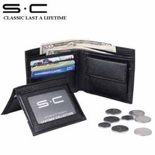 S.C Free Shipping + Credit Card Wallet + Card Holder Multiple Wallet + Leather Wallet Men 100% Genuine Leather  4CMW004