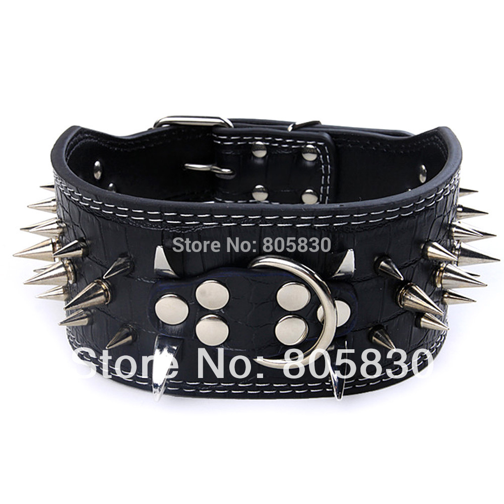 Free-Shipping-3-Wide-PU-Leather-Spikes-Dog-Collar-Rottweiler-Boxer-3 ... Free-Shipping-3-Wide-PU-Leather-Spikes-Dog-Collar-Rottweiler-Boxer-3 ...