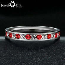 Stainless Steel Wholesale Hot Red Ruby Lady Ring 316L Titanium Stainless Steel 1Ct Eternity Ring JewelOra