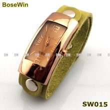 New arrival elegant leather Watches for women, trendy Watches jewelry with slim top layer leather watchband, have 5 colors SW015