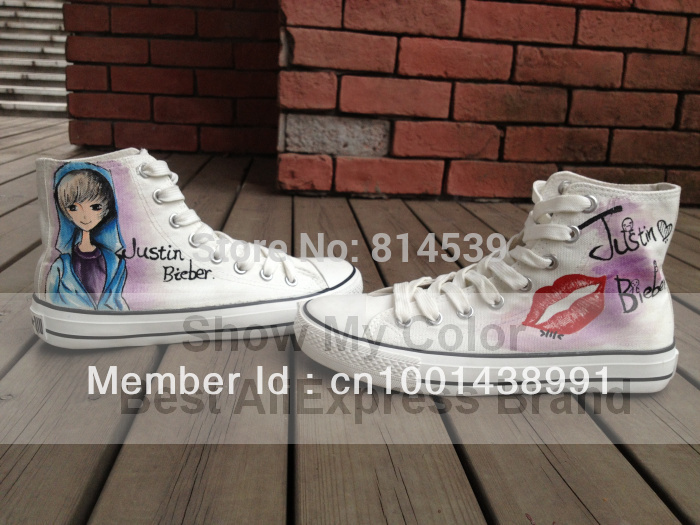 High top fashion Justin Bieber shoes Hand Painted Customizable Canvas Sneakers for women men
