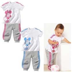 Offres spéciales, jeu pour enfants ensemble ensemble. 100% filles et garçons en coton à manches courtes t- shirt+pants minnie costume de sport vêtements