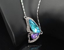 new design crystal White Gold Plated Butterfly Wing pendant Necklace Women Fashion Jewelry birthday gift 84373