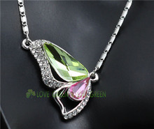 new design crystal White Gold Plated Butterfly Wing pendant Necklace Women Fashion Jewelry birthday gift 84373