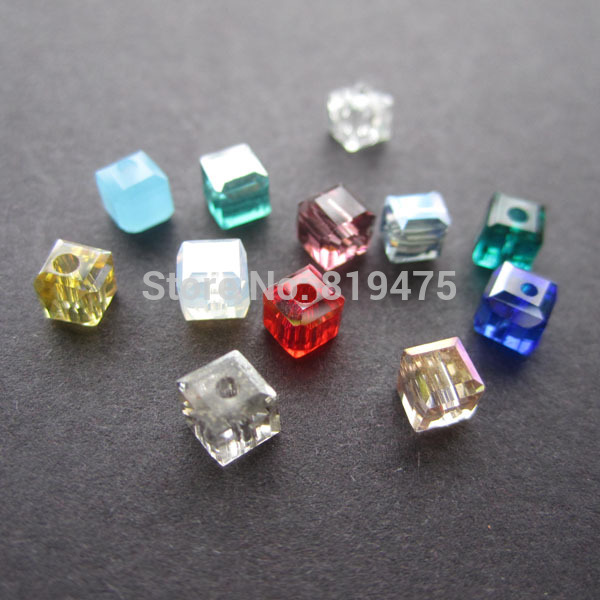 4mm Crystal Beads Faceted Square shape Cube Loose beads in jewelry making multi color Free Shipping
