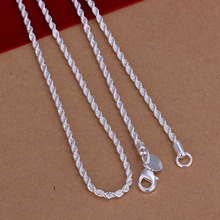 Wholesale 925 Silver Necklaces 925 Silver Fashion Jewelry 2MM 16 24inch Twisted Rope Necklace Free Shipping
