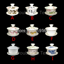 Blue Peony Painting Porcelain Gaiwan Ceramic Kung Fu Tea Cup Set Fine Bone China Drinkware Service
