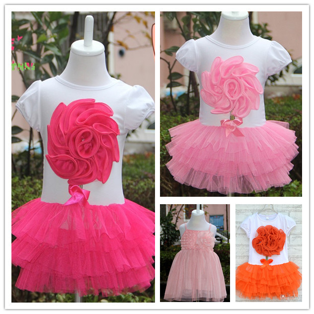  - Free-shipping-New-1pcs-baby-girl-flower-dress-Kids-Summer-short-sleeve-layered-dress-Children-clothes
