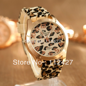 Мода силиконовые часы женщина кварцевые часы мужчины женщины платье часы 2015 новый свободного покроя леопарда print-XG004