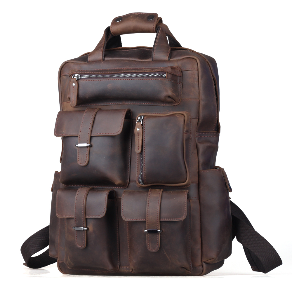 SEARCH AND BUY THIS PRODUCT TIDING Weekender Bag, Crazy Horse Leather Backpacks For Camping Casual