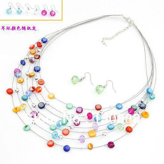 2014 Fashion Vintage Beads Collar Imitated Gemstone Jewelry abc Necklaces Pendants Earrings for Statement Necklace Women