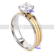 #CA1828 Wholesale Wedding Engagement Charm Fashion Round Rings for Women Gold Plated White CZ Lady Zircon Ring