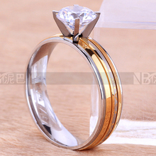  CA1828 Wholesale Wedding Engagement Charm Fashion Round Rings for Women Gold Plated White CZ Lady