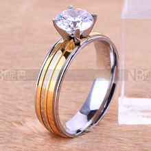  CA1828 Wholesale Wedding Engagement Charm Fashion Round Rings for Women Gold Plated White CZ Lady
