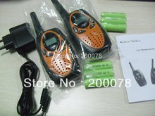 Long range portable walkie talkie radio scanner 2 pc pack rechargeable batteries charger orange t628 Free
