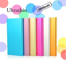 Newest Ultra-thin 20000 mAh polymer mobile power bank universal mobile phone charger external battery USB connection