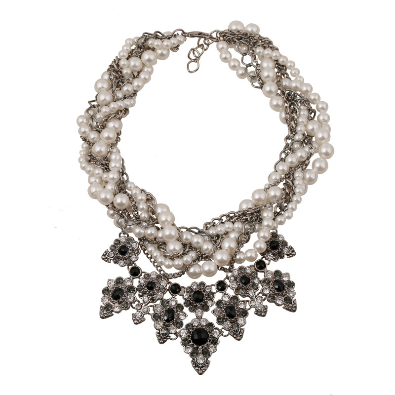 fashion women necklace high quality 2015 ZA pearl necklace Necklaces Pendants chain flower statement necklaces wholesale